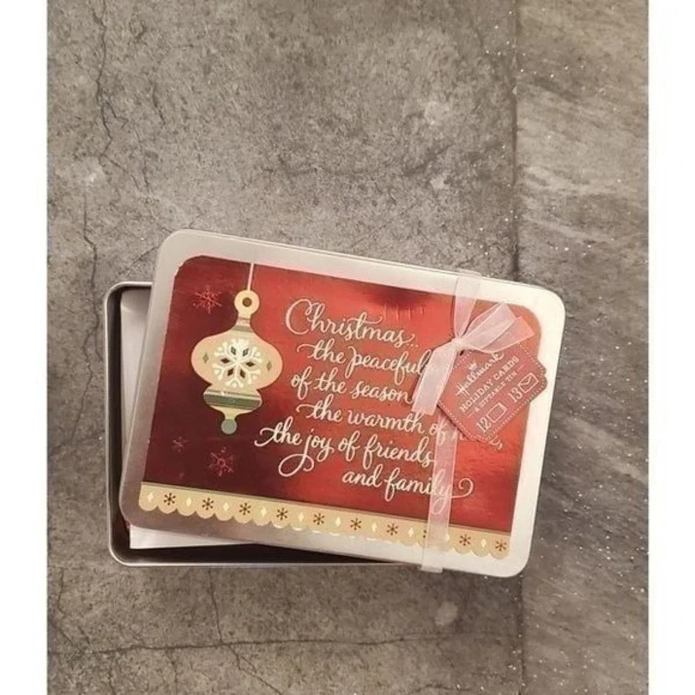Hallmark Holiday Christmas‎ Cards Tin Ornament Design Season Friends Family